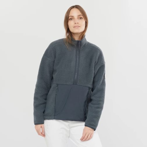 Dámské Bundy Salomon Snowshelter Teddy Full Zip Černé | CZ 39WBYED